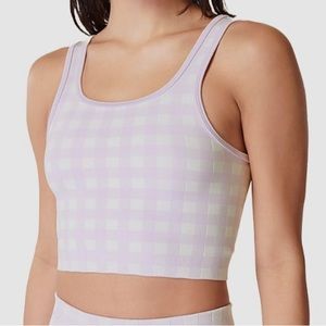 Sweaty Betty Purple Gingham Seamless Top